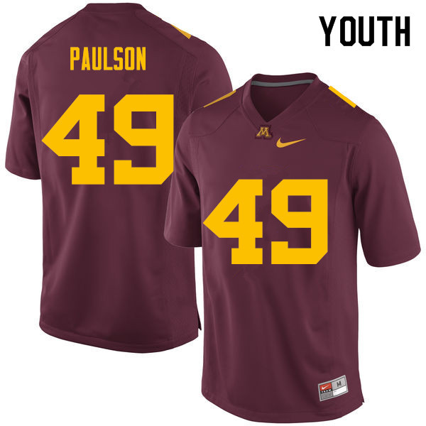 Youth #49 Jake Paulson Minnesota Golden Gophers College Football Jerseys Sale-Maroon